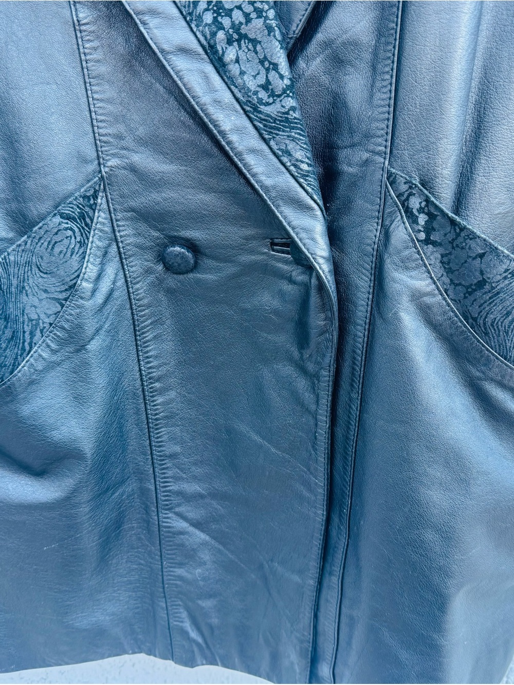 Vintage Byrnes & Baker Black Leather Coat Oversized Women’s S/M/L Gothic/ Vampir - Picture 6 of 11